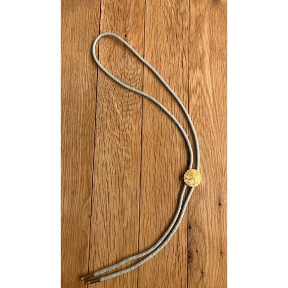 Brass Western Style Bolo Tie on 36" Gray Cord Handmade NEW - Picture 1 of 6